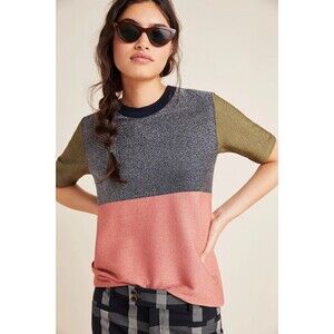 Scotch & Soda XS Anthropologie Shimmer Colorblocked Tee Shirt Knit Top NWT